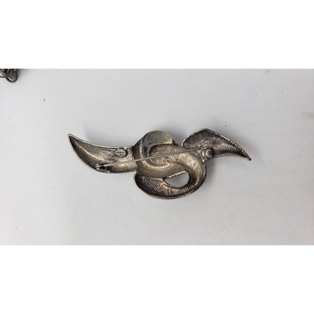 Vintage Givenchy Love Knot Brooch Signed 1970s Designer Silver Metal Pin - Picture 6 of 10